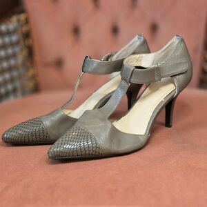 Calvin Klein Khaki T-Strap Heels